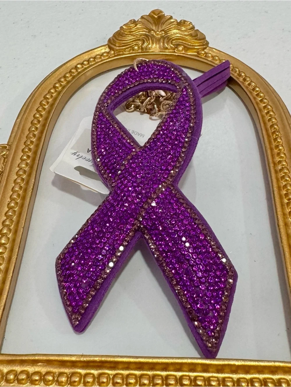 New Purple Crystal Ribbon Keychain